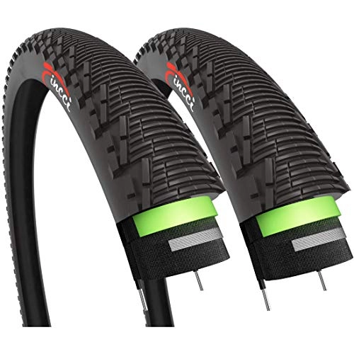 Neumáticos de bicicleta de montaña : Fincci Par 26 x 1, 95 Pulgadas 53-559 Cubiertas con 2.5mm Anti Pinchazo 60TPI para MTB Montaña Ciclo Carretera Hibrida Bici Bicicleta (Paquete de 2)