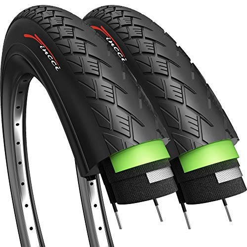Neumáticos de bicicleta de montaña : Fincci Par 700 x 38c 40-622 Cubiertas con 2.5mm Anti Pinchazo para Eléctrica Carretera MTB Montaña Hibrida Turismo Bici Bicicleta (Paquete de 2)