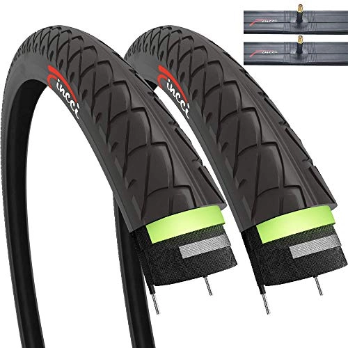 Neumáticos de bicicleta de montaña : Fincci Set Par 26 x 1, 95 Pulgadas Cubiertas con 2.5mm Anti Pinchazo y Cámaras de Aire Schrader Válvula Interior para Carretera MTB Montaña Hibrida Bici Bicicleta (Paquete de 2)