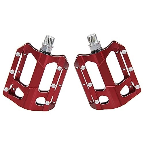 Pedales de bicicleta de montaña : Aanlun Bike Pedal with 4 Specifications and Accessories Universal Single Sided Cleats Suitable for Mountain Bikes and Folding Bikes, Red (Color : Red)
