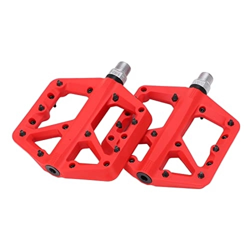 Pedales de bicicleta de montaña : Cosiki Pedal de bicicleta de montaña, pedales de plataforma de bicicleta de fibra de nailon para bicicletas plegables (rojo)