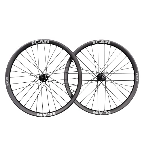 Ruedas de bicicleta de montaña : ICANIAN Juego de 29 ruedas para bicicleta de montaña Enduro, de carbono, modelo F935E, de 32 mm, sin tubo, 2134 g, con agujeros 32 / 32.