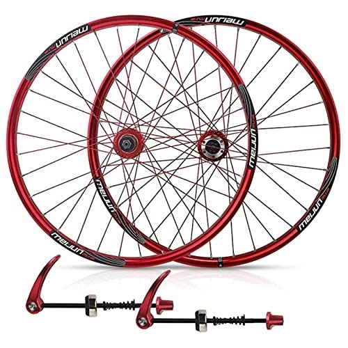 Ruedas de bicicleta de montaña : IOPY Juego Ruedas Freno Disco Bicicleta Montaña 26 Pulgadas Liberación Rápida 7 / 8 / 9 / 10 Velocidad Cassette Flywheel 32 Agujeros (Color : Red, Size : 26in)
