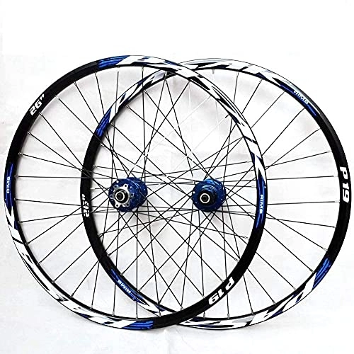 Ruedas de bicicleta de montaña : Juego de ruedas de bicicleta de montaña, 26 / 27.5 / 29 pulgadas de aleación de aluminio de doble pared de rueda de bicicleta Freno de disco de liberación rápida de llanta MTB 32H 7-11 velocidades, A, 26