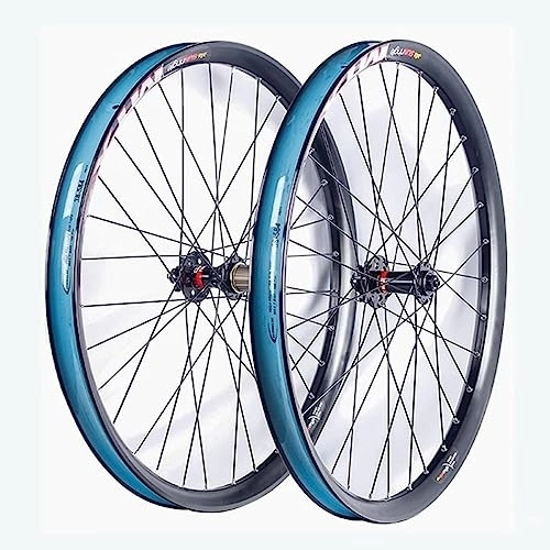 Ruedas de bicicleta de montaña : Juego de Ruedas para Bicicleta de montaña de 26 / 27, 5 Pulgadas Llantas con Freno de Disco Bujes con rodamientos sellados Soporta Cassette de 11 velocidades QR (Color : Blue, Size : 26in)