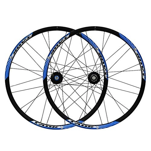 Ruedas de bicicleta de montaña : Juego Ruedas Bicicleta 26 Rueda MTB Pulgadas Conjunto 24H Discos de aleación de Doble Pared de liberación rápida (Color : Black+Blue)