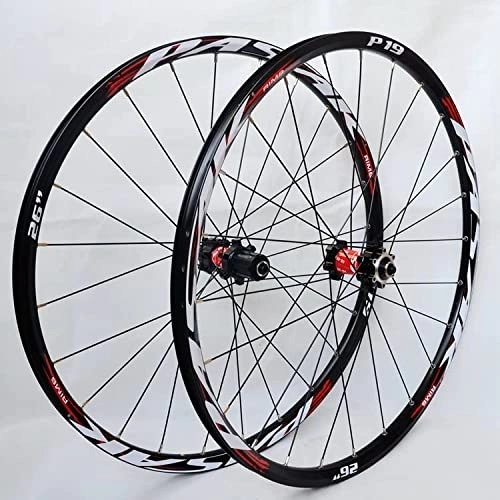 Ruedas de bicicleta de montaña : PASAK Ruedas de bicicleta de montaña de aluminio ligero para ciclismo (27, 5 pulgadas (650B) con buje rojo)