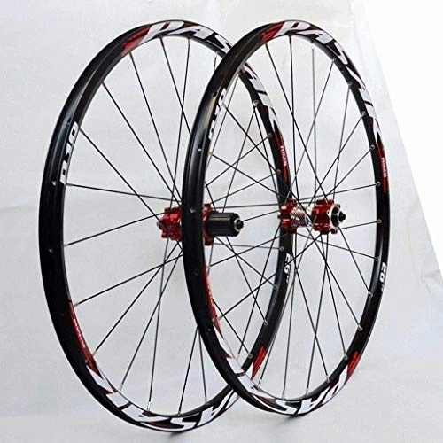 Ruedas de bicicleta de montaña : XCZZYC Rueda MTB 26 27, 5 29 Pulgadas Bicicleta Ciclismo Llanta Freno de Disco Rueda de Bicicleta de montaña 24 H 7-12 velocidades Cassette Bujes Rodamiento Sellado QR (Color: Rojo)