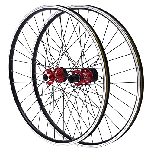 Ruedas de bicicleta de montaña : YyanLAK Bicicleta de montaña de 27, 5 pulgadas, llanta de aleación, ruedas MTB, capacidad de carga 200 kg, frenos de disco dobles de seis agujeros, rueda de aleación de doble pared (rojo)