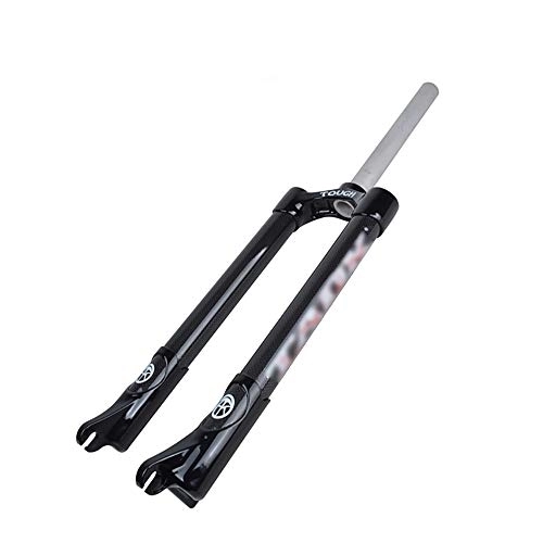 Tenedores de bicicleta de montaña : 26 Pulgadas MTB Suspensión Tenedor Duro 3K Freno De Disco De Fibra Freno Delantero Horquilla Viaje: 100mm - Negro