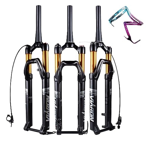 Tenedores de bicicleta de montaña : 27, 5 Horquilla Suspensión Neumática Mtb 29 Pulgadas Bicicleta Ultraligera Montaña Presión Aire Cónica Que Absorbe Los Golpes Eje Del Tubo La Horquilla Delantera 15 (Size:27.5 INCH, Color:REMOTO CÓNICO)