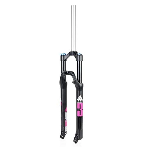 Tenedores de bicicleta de montaña : aiNPCde 26" 27.5 Pulgadas Bicicleta Frente Horquilla de Suspensión Montaña Accesorios for Bicicletas Aleación de Magnesio Amortiguador de Aire (Color : Black Pink, Size : 26inches)
