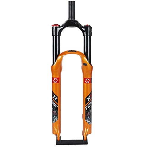 Tenedores de bicicleta de montaña : BESTSL Horquilla de Suspensión de Bicicleta de Montaña de 26 / 27.5 / 29", Horquilla de Bicicleta de Aleación de Aluminio, MTB Tenedor de Bicicleta Liberación Rápida de 9 mm, Naranja, 27.5