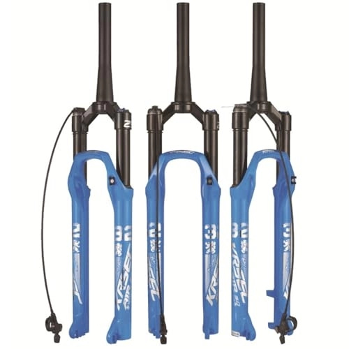 Tenedores de bicicleta de montaña : FukkeR Tenedor De Bicicletas De Montaña Horquilla 26 27.5 29 Pulgadas Horquillas De Suspensión MTB De Descenso Recorrido 120mm QR 100×9mm Tubo Cónico 1-1 / 2'' (Color : Blue Remote, Size : 29inch)