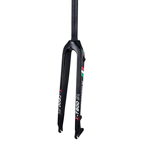 Tenedores de bicicleta de montaña : HIOD Completo Fibra de Carbon Bicicleta de Montaña Bici de Carretera Horquillas Derecho Tubo 300 * 28.6 mm Rígido Freno de Disco Horquilla, Black, 26