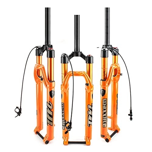 Tenedores de bicicleta de montaña : Horquilla ultraligera para bicicleta de montaña de 26 pulgadas, 27.5 pulgadas, 29 pulgadas, 28.6 mm, tubo recto para bicicleta, bloqueo manual / remoto a través del eje 15 x 100 mm, naranja (tamaño: