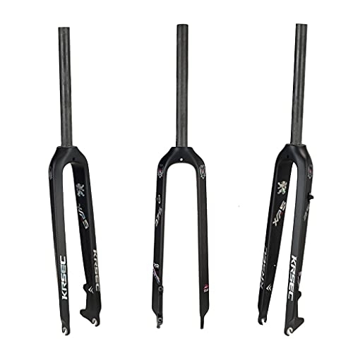 Tenedores de bicicleta de montaña : Horquillas rígidas MTB, Horquilla de fibra de carbono 3K ultraligera de 26 / 27.5 / 29 pulgadas Accesorios para bicicletas Para soporte de freno de disco hidráulico, Black-27.5 inch