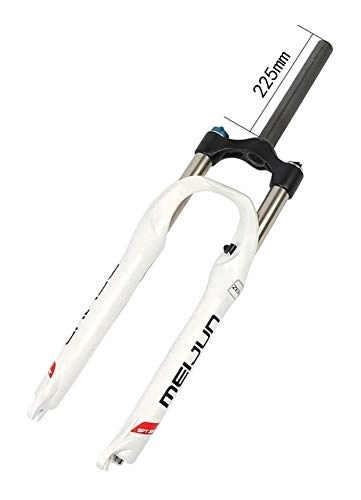 Tenedores de bicicleta de montaña : JKFZD MTB Tenedor Frontal 26, 27.5, 29 Pulgadas Ultraligero Aleacin de Aluminio Hombro Controlar Bicicleta de Montaa Amortiguador 100mm (Size : 26 Inch|White)