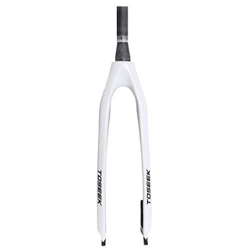 Tenedores de bicicleta de montaña : LSRRYD Horquilla Rígida 26 / 27.5 / 29 Pulgadas Full Carbon Fibre Horquilla De Bicicleta De Montaña 1-1 / 2 Freno De Disco 9mm QR 550g (Color : White, Size : 26'')
