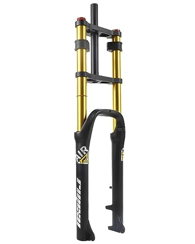 Tenedores de bicicleta de montaña : LUXXA Horquilla de Bicicleta de montaña con Sistema de amortiguación Ajustable Apta para Bicicleta de montaña / XC / ATV, Gold-26inch