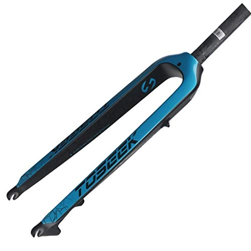 Tenedores de bicicleta de montaña : Mountain Bike Suspensión decantarse Bicicleta de montaña / Frente Tenedor, la Pintura de Matt, 26 / 27, 5 / 29 Pulgadas de Fibra de Carbono del Tubo Recto rígido Delantero Tenedor (Azul) (Size : 29")