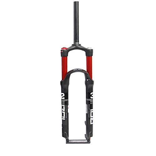 Tenedores de bicicleta de montaña : QDY-Horquilla de Suspensión de Bicicleta MTB, Horquilla Delantera de Dirección Recta de 26 / 27.5 / 29 Pulgadas, Bloqueo Manual y Amortiguador de Cámara de Aire Doble, Rojo, 27.5in