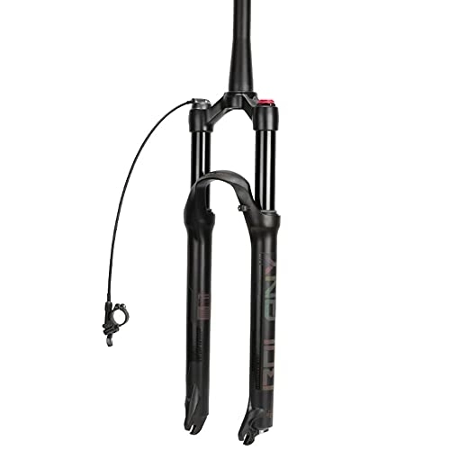 Tenedores de bicicleta de montaña : SHHMA Ajuste de la amortiguación de la Horquilla Delantera de Bicicleta de montaña Horquilla Delantera de presión de Aire Control de Cable de Horquilla cónica y Recta, Black Tapered Tube, 27.5 in