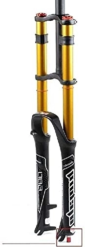 Tenedores de bicicleta de montaña : splumzer [EU Stock Horquilla de Suspensión de Bicicleta 26 / 27.5 / 29"para Bicicleta de Montaña DH Air Doble Hombro Downhill Rappel Amortiguador Tubo Recto Ultraligero (Oro, 27.5 Pulgadas)
