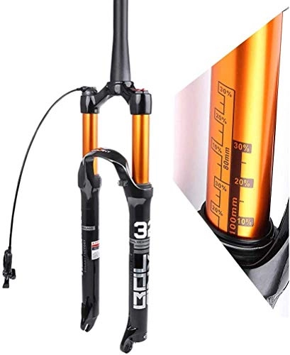 Tenedores de bicicleta de montaña : YSHUAI MTB Air Horquilla de suspensin 26 / 27.5 / 29 pulgadas aleacin de magnesio bicicleta freno de disco de viaje 120 mm QR 9 mm, tubo de cono A, 66 cm, color Tubo de cono B., tamao 27.5in