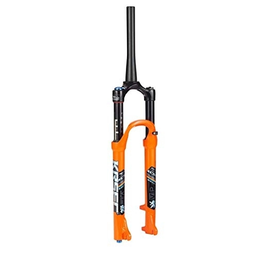 Tenedores de bicicleta de montaña : ZCXBHD 26 "Horquilla de Amortiguador, MTB Mountain Bike Aluminio Aleación Cono de Freno Freno de Disco Ajuste de amortiguación Viaje 100 mm Blanco y Negro 1-1 / 8" (Color : Orange, Size : 27.5inch)