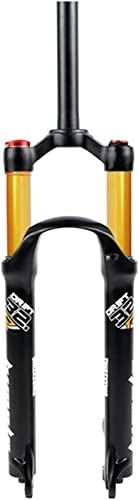 Tenedores de bicicleta de montaña : ZECHAO 26 / 27.5 / 29 Pulgadas MTB Horquillas Frontales de Bicicleta, Tubo Recto de 1-1 / 8 "100 mm de Viaje QR de 9 mm de Disco Aire Air Mountain Bicycle Suspension Horquilla Suspensión (Color : Gold Stra
