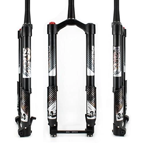 Tenedores de bicicleta de montaña : ZECHAO Carrera 120mm Aire Horquilla de Suspensión Ciclismo, Aleación de Aluminio Horquilla de Bicicleta Montaña Eje 15 * 110mm Ajuste Rebote Horquilla Suspensión (Color : Black, Size : 27.5inch)