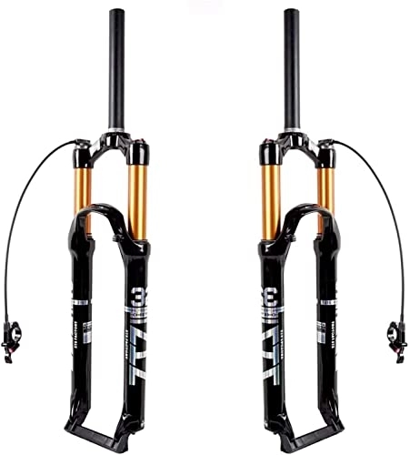 Tenedores de bicicleta de montaña : ZECHAO Toteras de suspensión de Bicicleta Air Mountain 26 27.5 29 Pulgadas, 1-1 / 8 "Viaje de 100 mm Bifurcaciones Delanteras QR 9 mm Discen Horquilla Suspensión (Color : Straight Remote, Size : 29 in