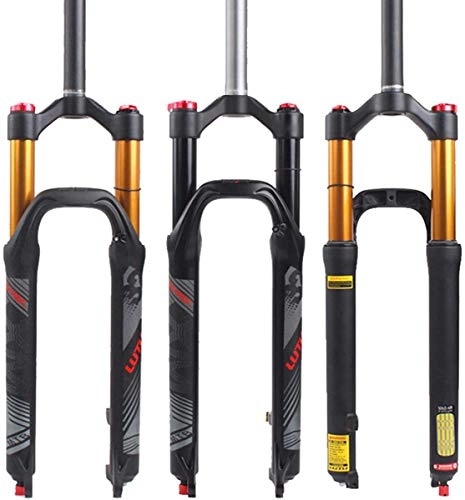 Mountain Bike Fork : 【UK STOCK】 LUTU 26 / 27.5 / 29 Air MTB Suspension Fork,  Rebound Adjust Straight Tube 28.6mm QR 9mm Travel 120mm Manual / Crown Lockout Mountain Bike Forks,  Ultralight Gas Shock XC Bicycle (Black,  27.5)