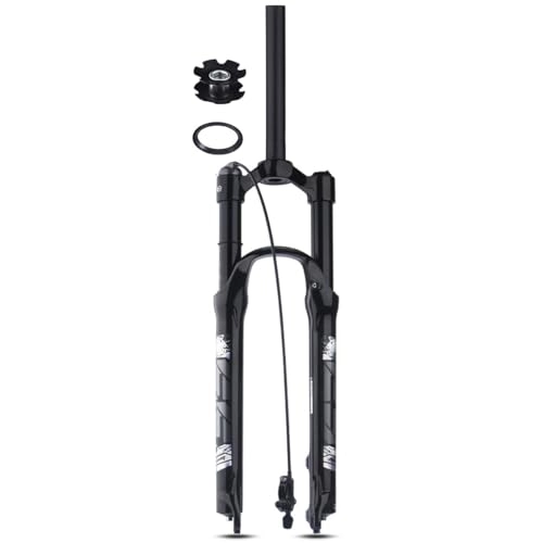 Mountain Bike Fork : 26 / 27.5 / 29 In Air MTB Bicycle Suspension Fork 1-1 / 8'' Straight Mountain Bike Front Forks Gas Shock QR 9 * 100mm Travel 100mm Manual Remote Lockout XC AM (Color : Black remote, Size : 27.5inch)