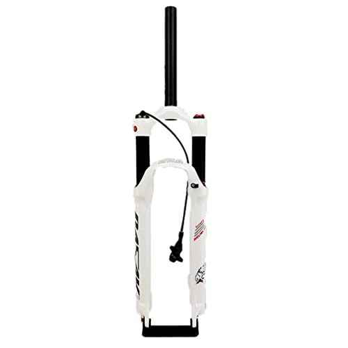 Mountain Bike Fork : 26 27.5 29 Inch Mountain Bike Suspension Fork Travel 100mm MTB Air Fork Damping Adjustable 1-1 / 8" Straight Bicycle Front Fork 9MM Remote Lockout (Color : White, Size : 26'')