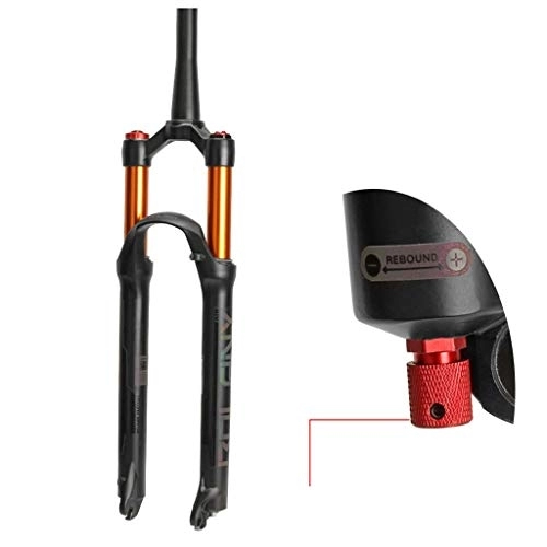 Mountain Bike Fork : 26 / 27.5 / 29 inches MTB Bicycle Air Fork band Damping adjustment Supension Rebound Adjustment Lock Straight Tapered Mountain Fork For Bike Accessories Shoulder control ( Color : Spinal canal Golden , S