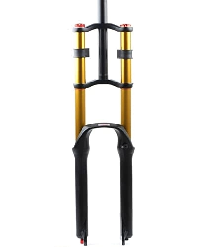 Mountain Bike Fork : 26 / 27.5 / 29'' Mountain Bike Suspension Forks Downhill Disc Brake MTB Air Fork 1-1 / 8 Double Shoulder Front Fork With Damping 140mm Travel QR 9mm HL 2440g (Color : Black A, Size : 27.5 inch) (Gold