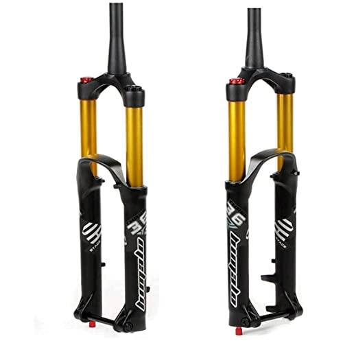 Mountain Bike Fork : 27.5 / 29 Inch Mountain Bike Fork, AM Fork Travel 180mm Bicycle Air Suspension Cone 1-1 / 2" Disc Brake Fork Thru Axle 15 * 110mm Bicycle Assembly Accessories (Color : Gold, Size : 29inch)