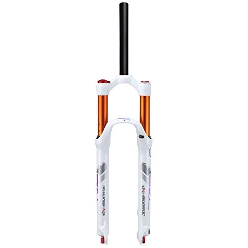 Mountain Bike Fork : aiNPCde Mountain Bike Suspension Fork 26 / 27.5 inch, MTB Front Fork with Rebound Adjustment, 28.6mm Straight Tube Bicycle Air Fork White (Size : 27.5inch)