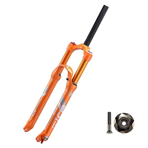 Mountain Bike Fork : aiNPCde MTB Suspension Fork 26 / 27.5 Inch Alloy Orange, Mountain Bicycle Front Forks Double Air Chamber with Top Cap (Size : 26 inches)
