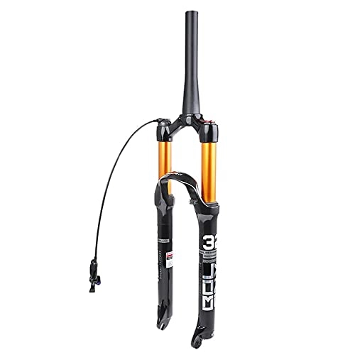Mountain Bike Fork : Air Bike Fork With Rebound Adjustment MTB Front Suspension Straight / Tapered RL / HL Bicycle Suspension Trip 100mm Quick Release (Color : Tapered Remote, Size : 29in)