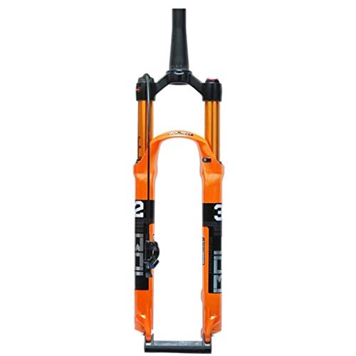Mountain Bike Fork : Auoiuoy MTB bicycle fork 26 27.5 29 inch air shock absorber bicycle suspension fork straight / cone tube shoulder / remote control disc brake travel 100mm QR 9mm, taper pipe control-26inch