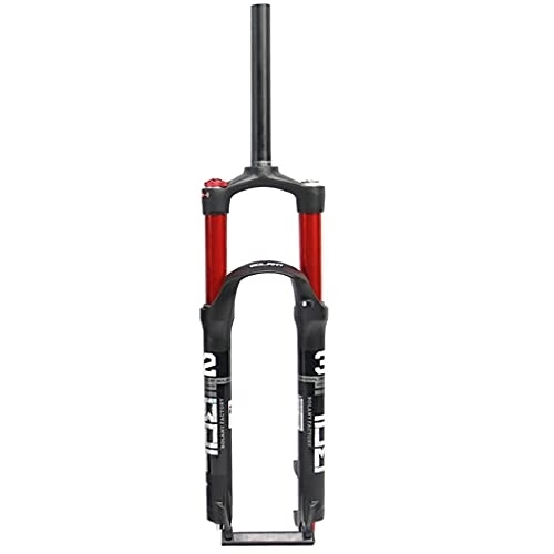 Mountain Bike Fork : Bicycle Front Fork Travel 120mm, Straight Pipe 1-1 / 8 Inches Shock Absorber Mountain Bike Suspension Forks Double Chamber (Color : Red, Size : 26 inches)