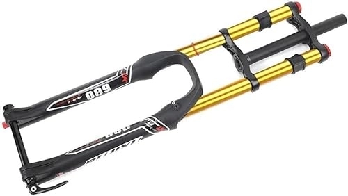 Mountain Bike Fork : bike forks 26 / 27.5 / 29'' DH MTB Air Fork , Mountain Bike Suspension Fork Travel 140mm Rebound Adjust Thru Axle Front Fork Double Crown 1-1 / 8 Straight Manual Lockout ( Color : Gold , Size : 29inch )