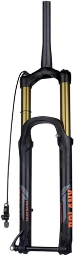 Mountain Bike Fork : Bike forks Mountain Bike Air Suspension Forks， Travel 160mm XC / AM Bicycle Front Fork Rebound Adjust 1-1 / 2'' Tapered Thru Axle MTB Front Fork (Color : Gold, Size : 29'')