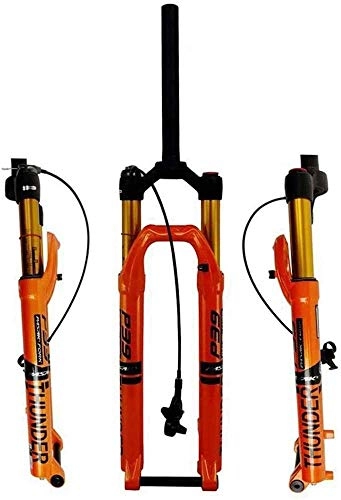 Mountain Bike Fork : BZLLW Bicycle fork, Magnesium Alloy Front Fork, Air Fork 27.5" 29" Bicycle Suspension Fork, MTB 1-1 / 8" Straight Steerer 100mm Travel 15x100mm Axle Remote Lockout (Size : 27.5in)