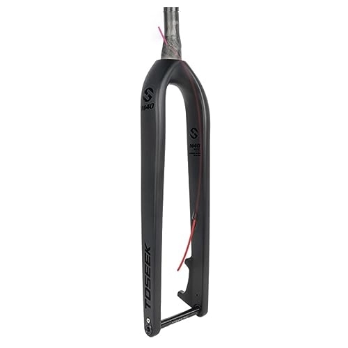 Mountain Bike Fork : Carbon Fiber MTB Rigid Forks 26" 27.5" 29" Inch 15x110mm Thru Axle Disc Brake Ultralight Front Fork Mountain Bicycle Forks 1-1 / 8'' Threadless Tapered Tube (Color : Black-B, Size : 29")