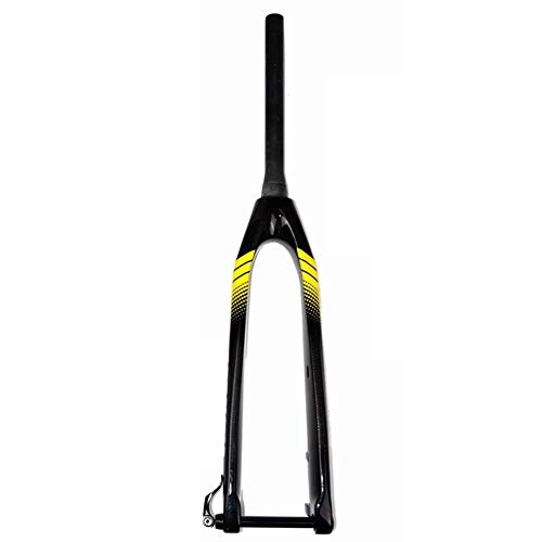 Mountain Bike Fork : CHICTI Bicycle Front Fork, Thru-axle Version Straight Tube Hard Fork, Suitable For 26 / 27.5 / 29inch MTB Bicycle (Color : Yellow, Size : 26inch)
