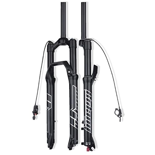 Mountain Bike Fork : DFNBVDRR 26 27.5 29 Inch MTB Fork Travel 120mm MTB Suspension Fork Rebound Adjust 1-1 / 8 Straight Tube Mountain Bike Fork Manual / Remote Lockout (Color : Remote Lockout, Size : 27.5in)